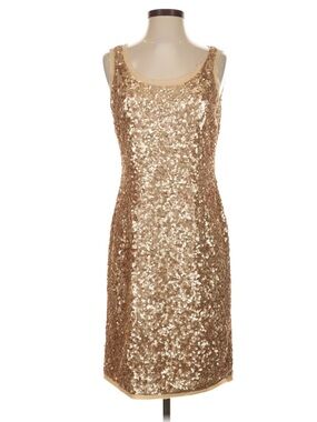 NWOT Talbots Gold Sequin Midi Shift Dress